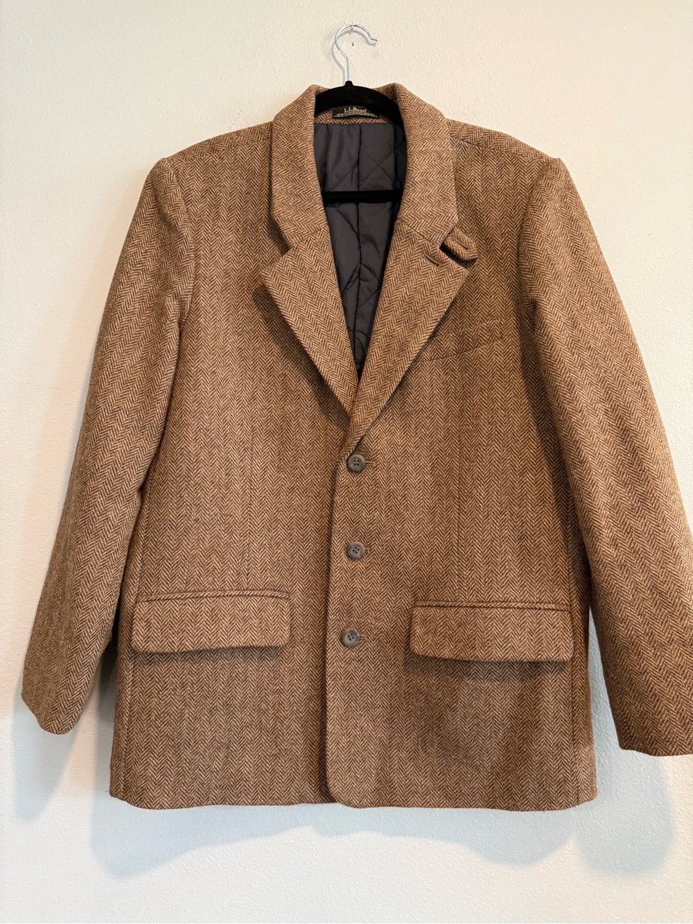 L.L. Bean Men's Herringbone Thinsulate Shetland Wool Sport Coat 38 Short